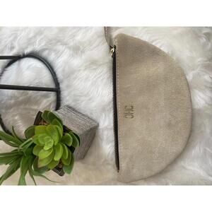 Beige Suede Half-Moon Zip case